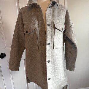 banana republic | shacket shirt jacket wool blend gray button front | size XS